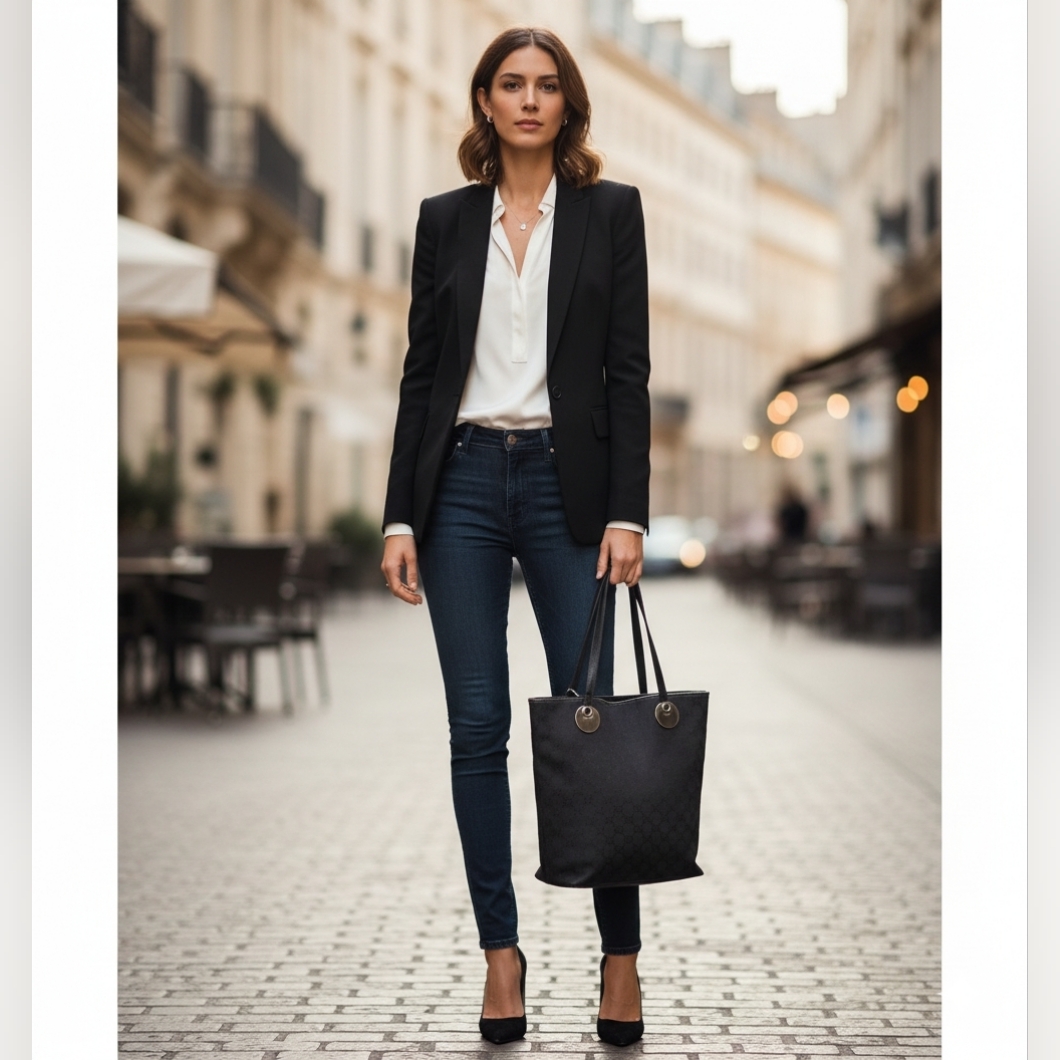 Gucci Eclipse Tote Bag Black/Grey Canvas